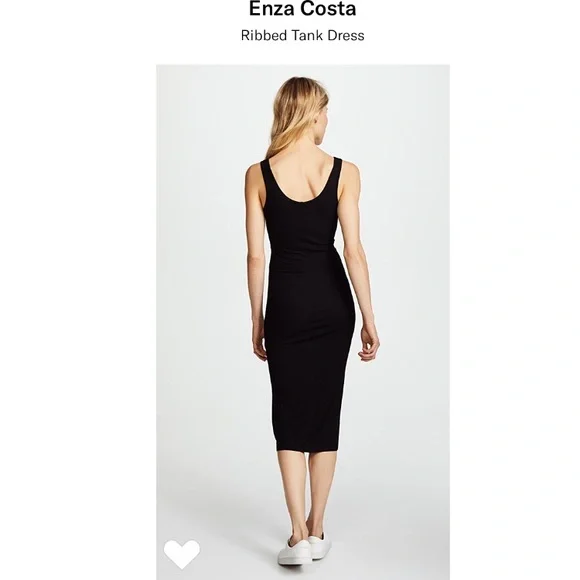 Enza Costa Black Ribbed Tank Midi Dress - Picture 2 of 5